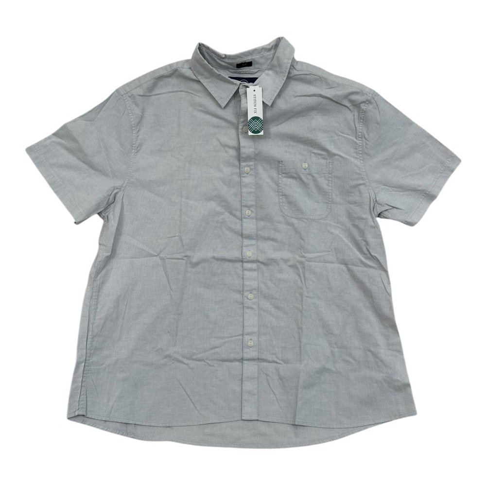 Even Tide Men’s Short Sleeve Slim Light Grey Button Up NWT - Size XXL